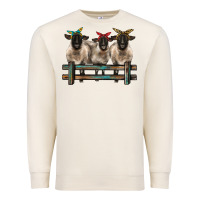 Sandshell 3 sheeps suffolk ewe with bandanas and fence Premium Sweatshirt - BarkalooDesign