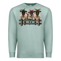 Seafoam 3 sheeps suffolk ewe with bandanas and fence Premium Sweatshirt - BarkalooDesign