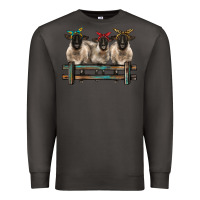 Smoke 3 sheeps suffolk ewe with bandanas and fence Premium Sweatshirt - BarkalooDesign