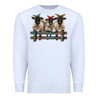 White 3 sheeps suffolk ewe with bandanas and fence Premium Sweatshirt - BarkalooDesign