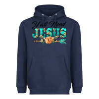 Navy y'all need jesus arrow lily flowers Heavyweight Hoodie - BarkalooDesign
