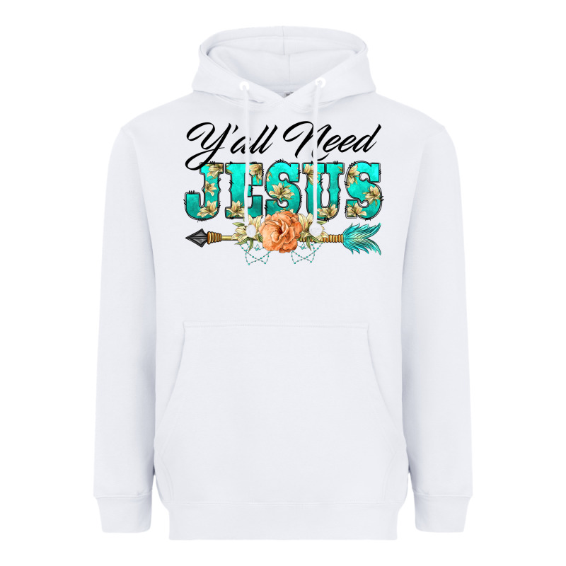 Y'all Need Jesus Arrow Lily Flowers Heavyweight Hoodie by BarkalooDesign | Teevron
