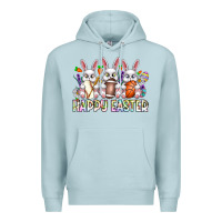 Blue Mist Happy Easter Spot Rabbit Premium Hoodie - CowhideDigitalArt
