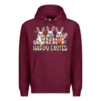 Burgundy Happy Easter Spot Rabbit Premium Hoodie - CowhideDigitalArt