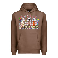 Chestnut Happy Easter Spot Rabbit Premium Hoodie - CowhideDigitalArt