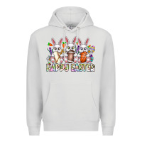 Dove Grey Happy Easter Spot Rabbit Premium Hoodie - CowhideDigitalArt