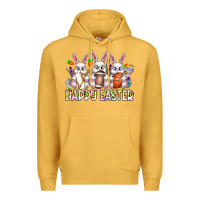 Mustard Happy Easter Spot Rabbit Premium Hoodie - CowhideDigitalArt