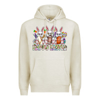 Oatmeal Heather Happy Easter Spot Rabbit Premium Hoodie - CowhideDigitalArt