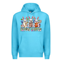 Ocean Blue Happy Easter Spot Rabbit Premium Hoodie - CowhideDigitalArt