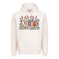 Pale Pink Happy Easter Spot Rabbit Premium Hoodie - CowhideDigitalArt