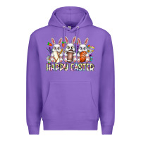 Purple Happy Easter Spot Rabbit Premium Hoodie - CowhideDigitalArt