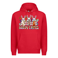 Red Happy Easter Spot Rabbit Premium Hoodie - CowhideDigitalArt