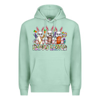 Seafoam Happy Easter Spot Rabbit Premium Hoodie - CowhideDigitalArt