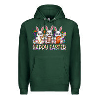 Sports Green Happy Easter Spot Rabbit Premium Hoodie - CowhideDigitalArt