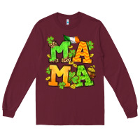 Burgundy St. Patrick's Day mama Long Sleeve Tee - OliviaCreatesArt