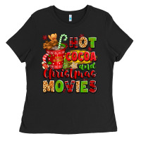 Black hot cocoa and christmas movies Ladies Tee - texasbilliewilder
