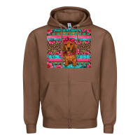 Chestnut dachshund puppy floral Zipper Hoodie - Artiststas