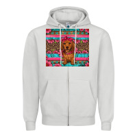 Dove Grey dachshund puppy floral Zipper Hoodie - Artiststas