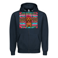 Navy dachshund puppy floral Zipper Hoodie - Artiststas