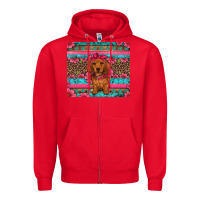 Red dachshund puppy floral Zipper Hoodie - Artiststas