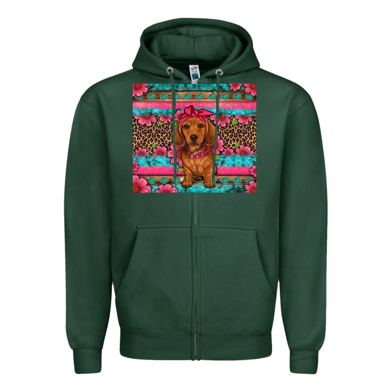 Dachshund Puppy Floral Zipper Hoodie by Artiststas | Teevron
