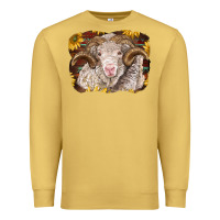 Antique Gold merino ram with sunflowers Premium Sweatshirt - BarkalooDesign