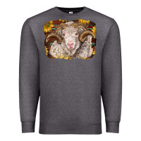 Charcoal Heather merino ram with sunflowers Premium Sweatshirt - BarkalooDesign