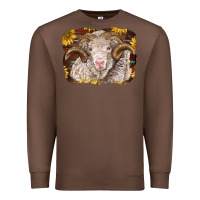 Chestnut merino ram with sunflowers Premium Sweatshirt - BarkalooDesign