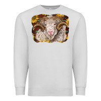 Dove Grey merino ram with sunflowers Premium Sweatshirt - BarkalooDesign