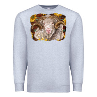 Heather Grey merino ram with sunflowers Premium Sweatshirt - BarkalooDesign