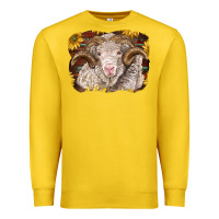 Lemon merino ram with sunflowers Premium Sweatshirt - BarkalooDesign