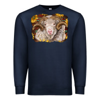 Navy merino ram with sunflowers Premium Sweatshirt - BarkalooDesign