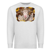 Oatmeal Heather merino ram with sunflowers Premium Sweatshirt - BarkalooDesign
