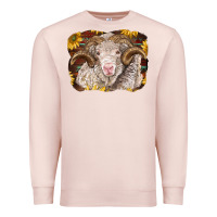 Pale Pink merino ram with sunflowers Premium Sweatshirt - BarkalooDesign