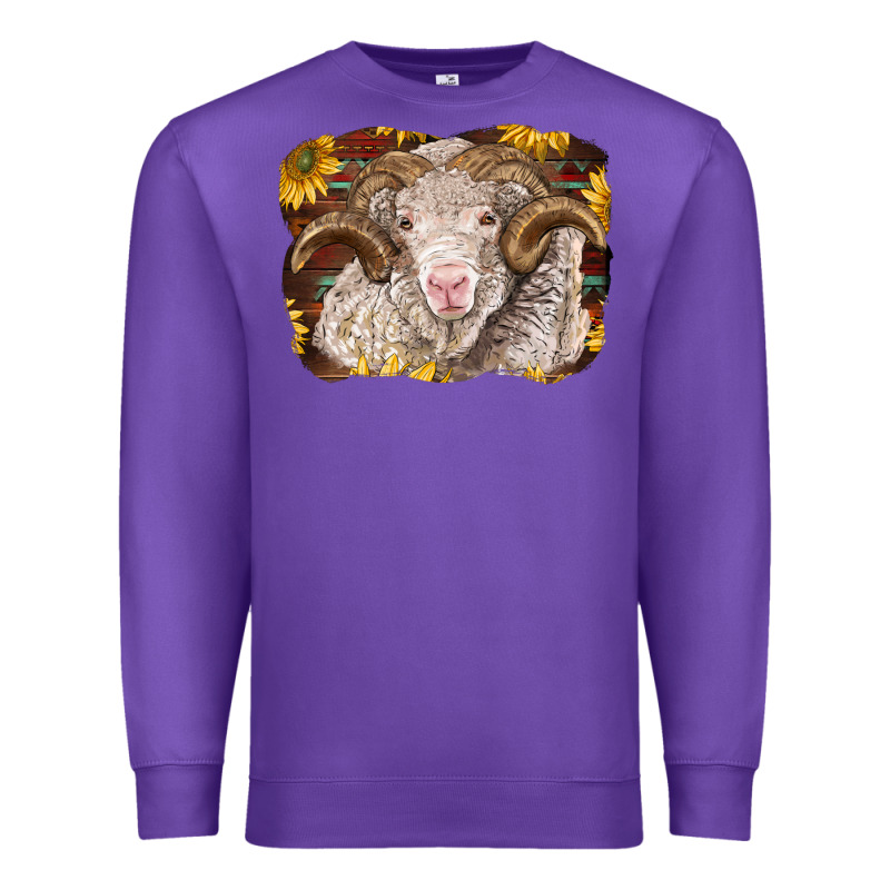 Merino Ram With Sunflowers Premium Sweatshirt by BarkalooDesign | Teevron