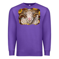 Purple merino ram with sunflowers Premium Sweatshirt - BarkalooDesign