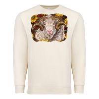 Sandshell merino ram with sunflowers Premium Sweatshirt - BarkalooDesign