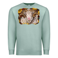 Seafoam merino ram with sunflowers Premium Sweatshirt - BarkalooDesign
