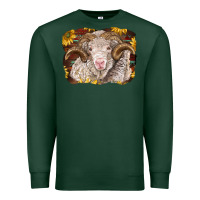 Sports Green merino ram with sunflowers Premium Sweatshirt - BarkalooDesign