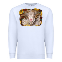 White merino ram with sunflowers Premium Sweatshirt - BarkalooDesign