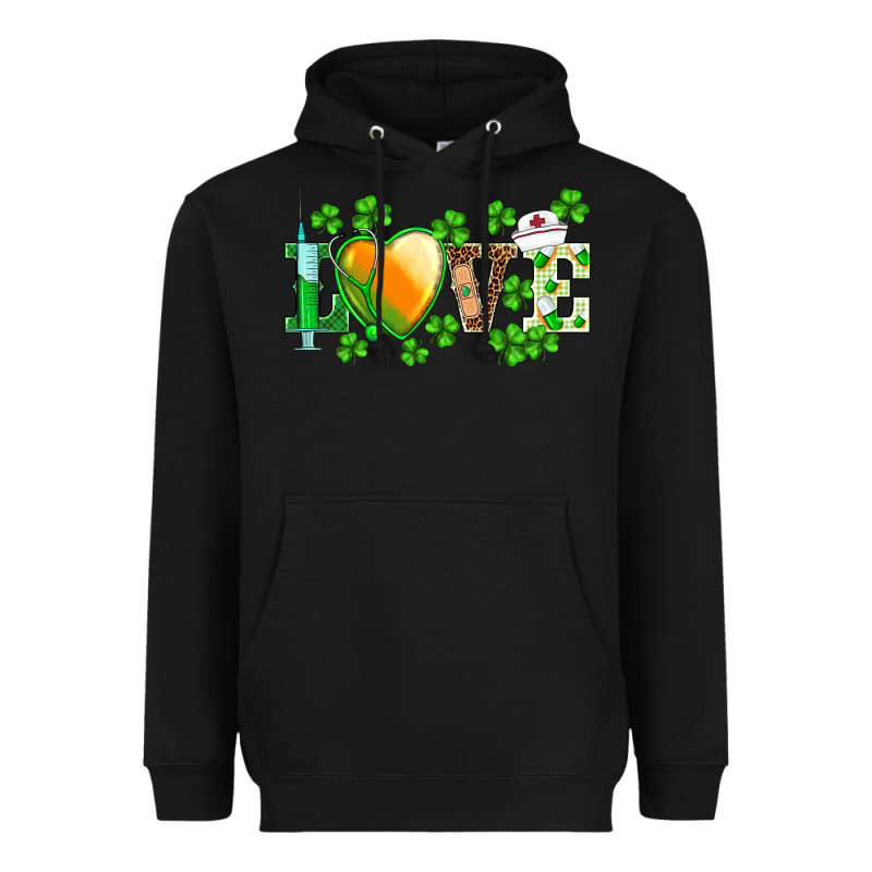 St.patrick's Nurse Love Heart Stethoscope Heavyweight Hoodie by BarkalooDesign | Teevron