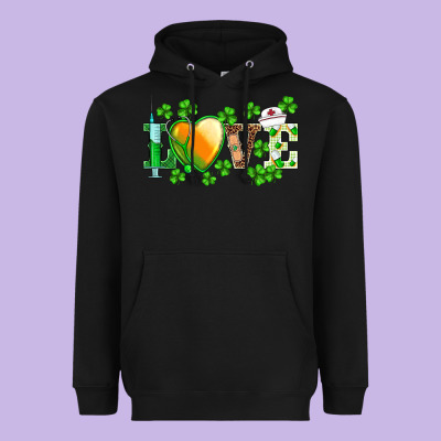 St.patrick's Nurse Love Heart Stethoscope Heavyweight Hoodie Designed By Barkaloodesign