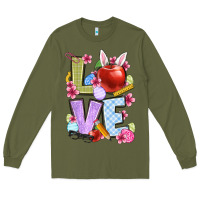 Army Green Easter love Teacher Long Sleeve Tee - OliviaCreatesArt