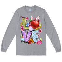 Heather Grey Easter love Teacher Long Sleeve Tee - OliviaCreatesArt