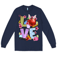 Navy Easter love Teacher Long Sleeve Tee - OliviaCreatesArt