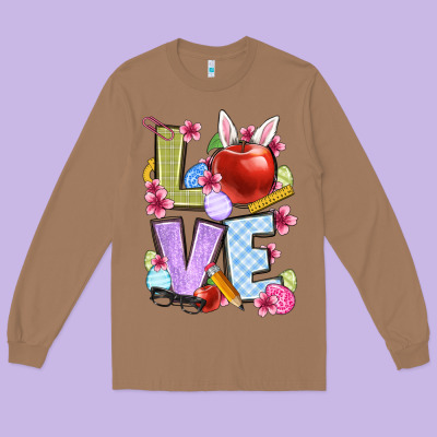 Easter Love Teacher Long Sleeve Tee Designed By Oliviacreatesart