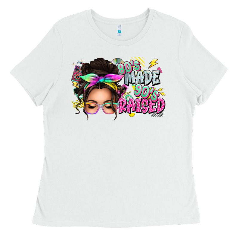 80s Made 90s Raised Messy Bun Ladies Tee by texasbilliewilder | Teevron