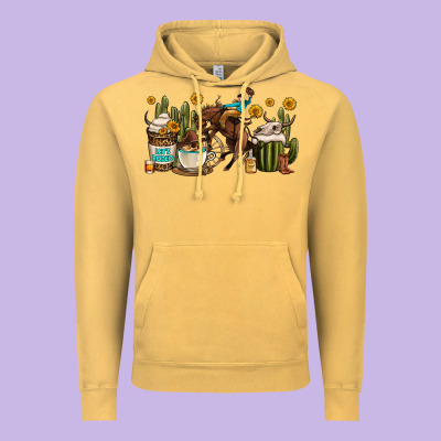 Rodeo Cowboy Coffee Cups Vintage Hoodie Designed By Oliviacreatesart