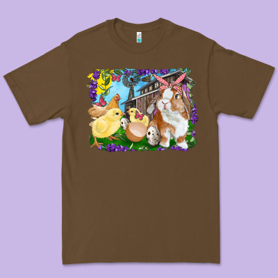 Easter Farm Chicks And Bunny Premium Tee Designed By Ranaportraitstore