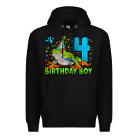 Black birthday boy frog age 4 Premium Hoodie - LillyAllenDesigns